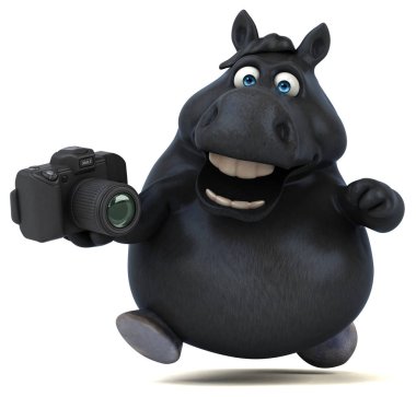 Komik karikatür karakter ile kamera - 3d çizim