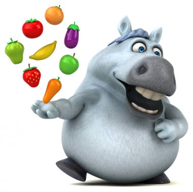 Meyve ve sebze - 3d çizim ile eğlenceli çizgi film karakteri