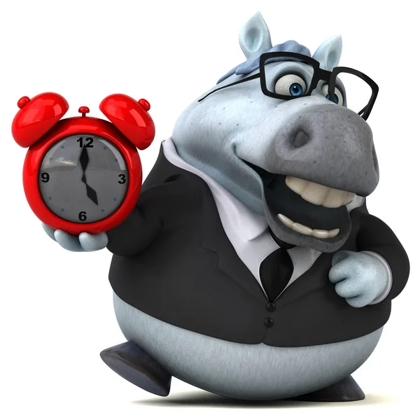 komik karikatür karakter holding çalar saat - 3d çizim