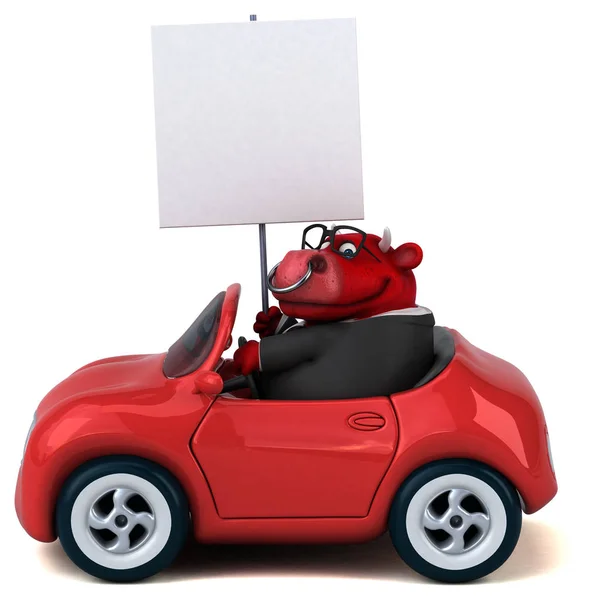 Lustige Cartoon Figur Mit Auto Illustration — Stockfoto