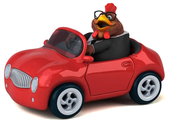 Personagem Desenho Animado Engraçado Com Carro Ilustração — Fotografia de Stock