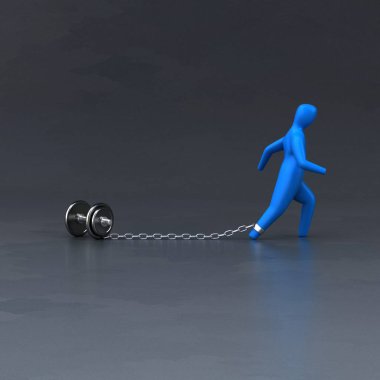 -3d çizim eğlenceli çizgi film karakteri ile ağırlık