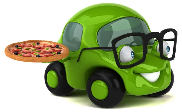 Lustige Cartoon Figur Mit Pizza Illustration — Stockfoto