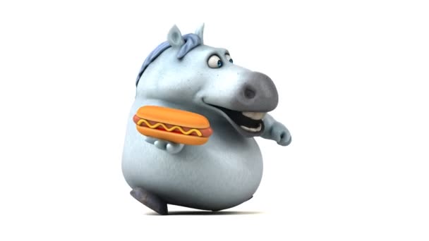 Fun Horse Hotdog Animation — Stock Video