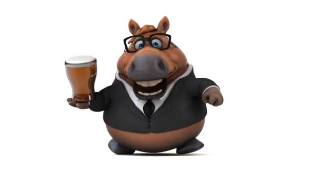 Zábava Kůň Pivem Animace — Stock video