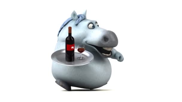 Веселая Лошадь Вином Анимация — стоковое видео