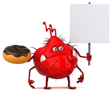 Komik karikatür karakter ile çörek - 3d çizim