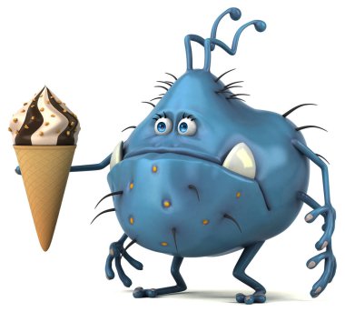 Komik karikatür karakter ile dondurma - 3d çizim