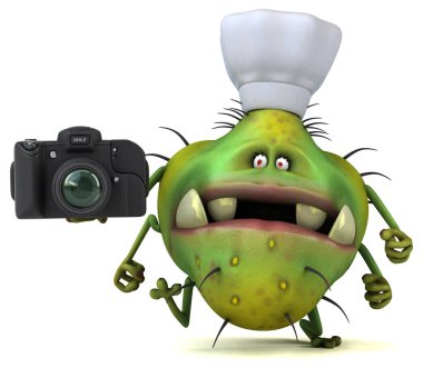 Komik karikatür karakter ile kamera - 3d çizim