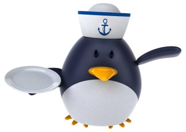 Komik çizgi film karakteri plaka - 3d çizim holding