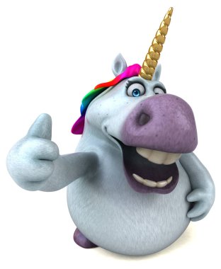 Eğlenceli tek boynuzlu at karakteri - 3D İllüstrasyon