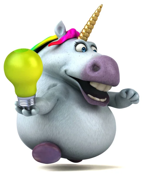 Funny Cartoon Character Holding Light Bulb Illustration — Stock Photo, Image