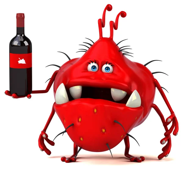 Funny Cartoon Character Holding Wine Illustration — Stock Photo, Image