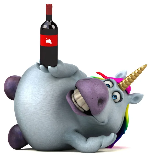 Funny Cartoon Charakter Gospodarstwa Wino Ilustracja — Zdjęcie stockowe