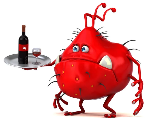 Funny Cartoon Charakter Gospodarstwa Wino Ilustracja — Zdjęcie stockowe