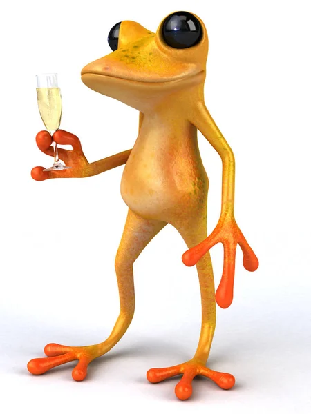 Fun Frog Drinking Illustration — Stock Photo, Image