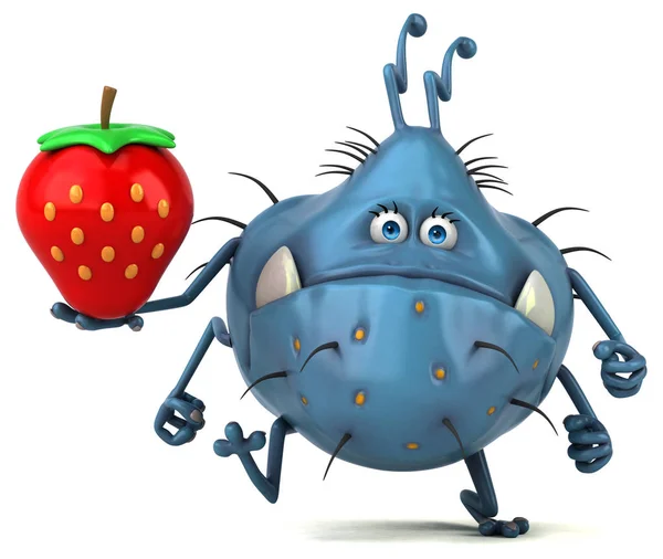 Funny Cartoon Character Holding Strawberry Illustration — Stock Photo, Image