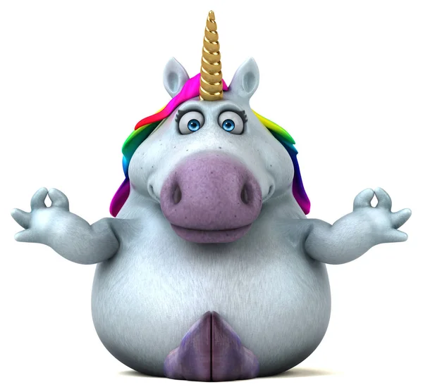 Divertido Unicornio Haciendo Yoga Ilustración —  Fotos de Stock