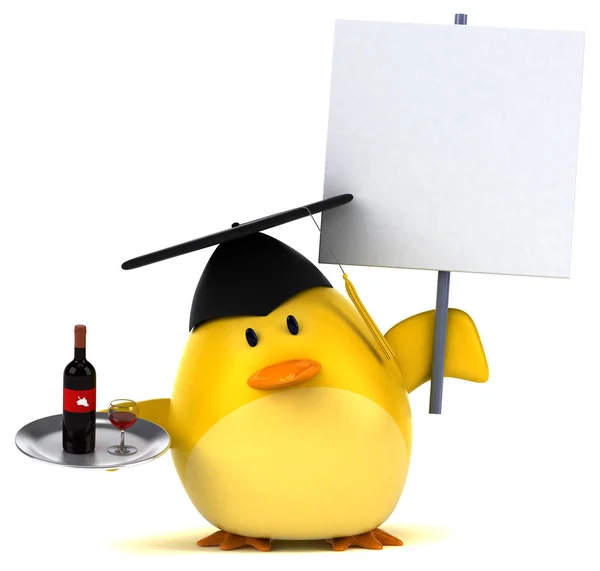 Lustige Cartoon Figur Mit Wein Illustration — Stockfoto