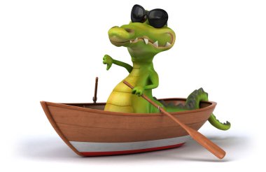 Eğlenceli timsah karakter tekne 