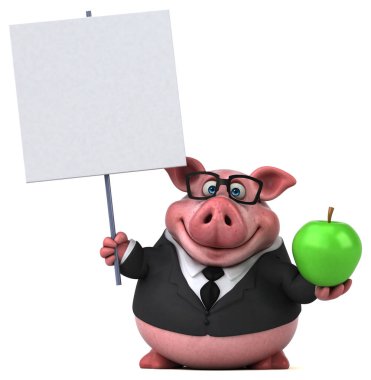 Komik karikatür karakter holding elma - 3d çizim