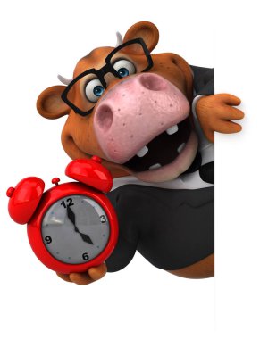 komik karikatür karakter holding çalar saat - 3d çizim