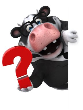 Komik karikatür karakter soru işareti ile - 3d çizim