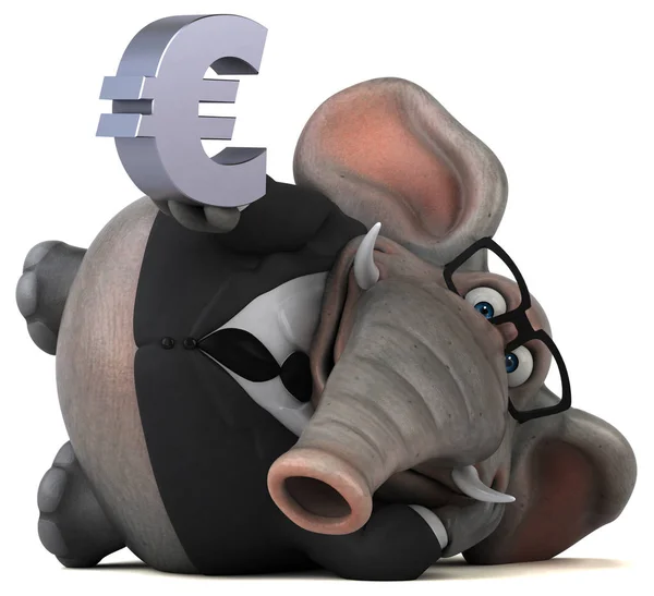 Divertente Personaggio Dei Cartoni Animati Con Euro Illustrazione — Foto Stock