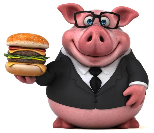 Funny Cartoon Character Hamburger Illustration — Stock Photo, Image
