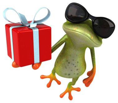 Eğlenceli çizgi film karakteri ile hediye - 3d çizim