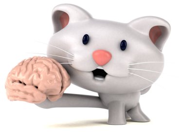 Eğlenceli çizgi film karakteri ile beyin - 3d çizim