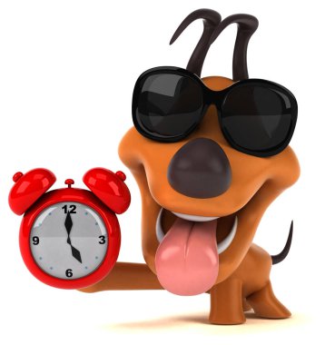 Eğlenceli çizgi film karakteri ile saat - 3d çizim