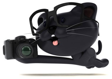 Eğlenceli çizgi film karakteri ile fotoğraf makinesi - 3d çizim