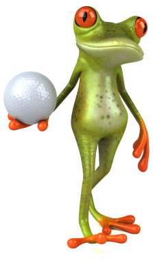 Eğlenceli çizgi film karakteri ile topu - 3d çizim