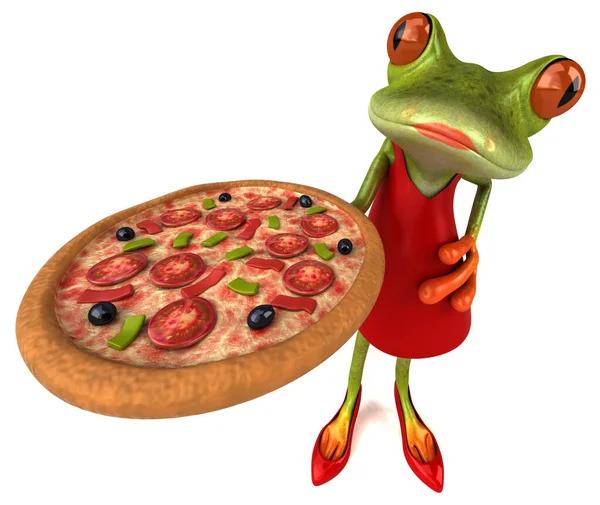 Leuk Personage Met Pizza Illustratie — Stockfoto