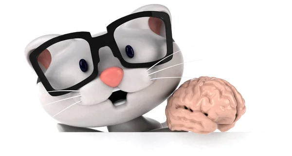 Spaß Cartoon Figur Mit Gehirn Illustration — Stockfoto