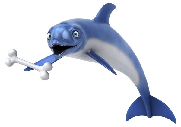 Веселый Дельфин Костью Иллюстрация — стоковое фото
