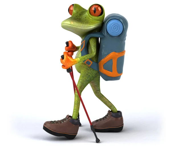 Spaß Backpacker Frosch Illustration — Stockfoto