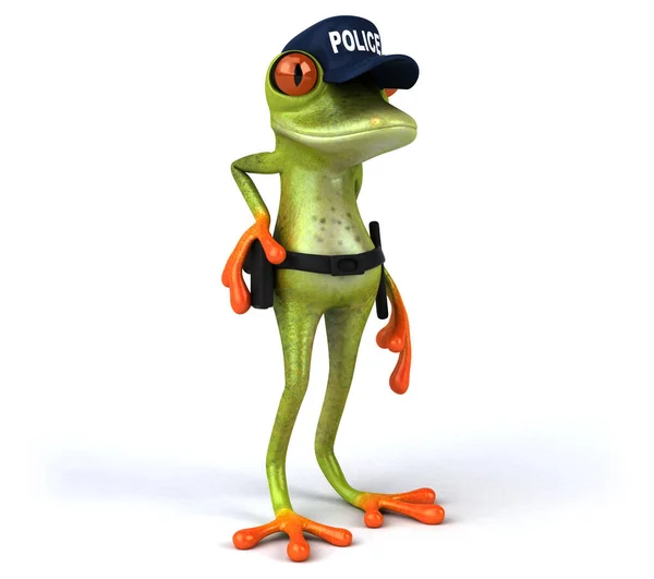 Fun Cartoon Frog Police Officer — Stock Photo, Image