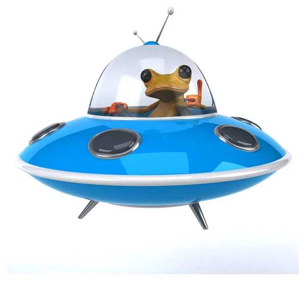 Żaba Zabawa Statku Kosmicznym Ilustracja — Zdjęcie stockowe