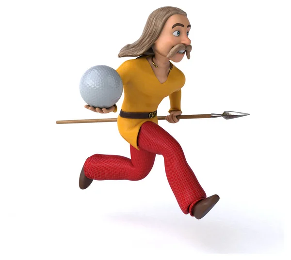 Spaß Cartoon Figur Mit Ball Illustration — Stockfoto