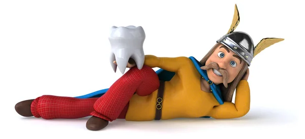 带牙齿三维图解的有趣的高卢人 — 图库照片