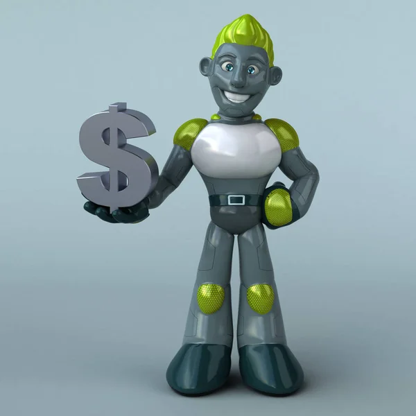 Dolar Ile Yeşil Robot Llüstrasyon — Stok fotoğraf