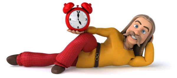 Spaß Cartoon Figur Mit Uhr Illustration — Stockfoto