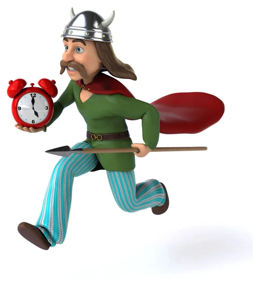 Divertido Personaje Dibujos Animados Con Reloj Ilustración — Foto de Stock