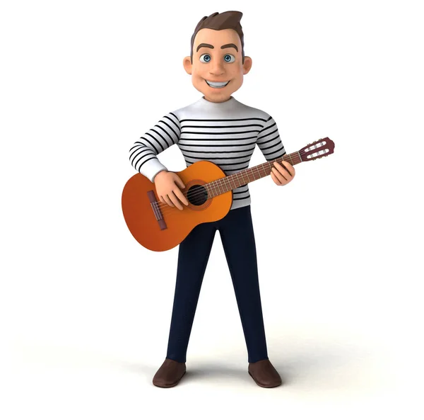 Spaß Cartoon Figur Mit Gitarre Illustration — Stockfoto