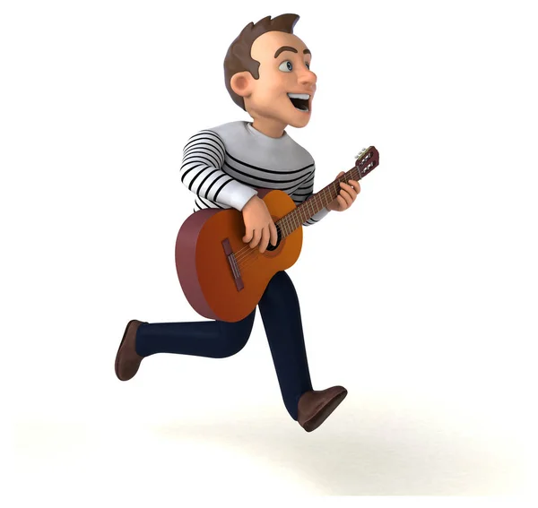 Divertido Personaje Dibujos Animados Con Guitarra Ilustración — Foto de Stock