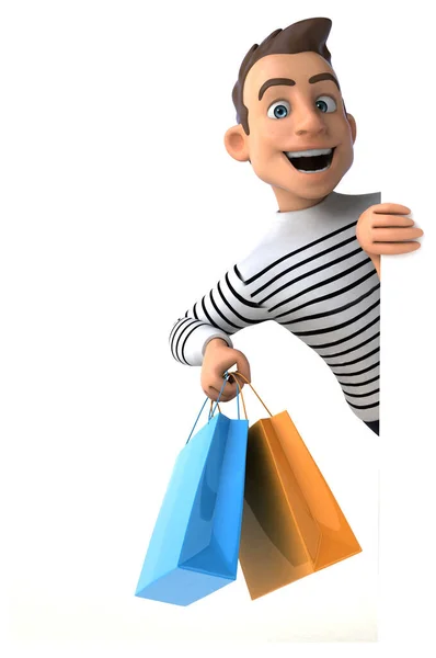 Divertido Personaje Dibujos Animados Compras Ilustración — Foto de Stock