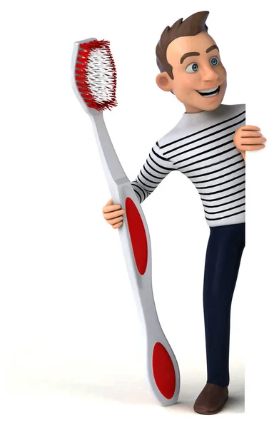 Fun Cartoon Character Toothbrush Illustration — Stock Photo, Image