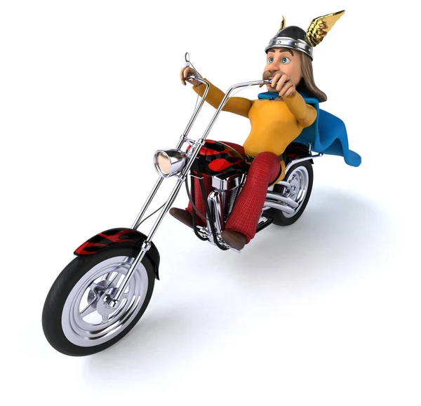 Fun Gaulois Motorbike Illustration — Stock Photo, Image